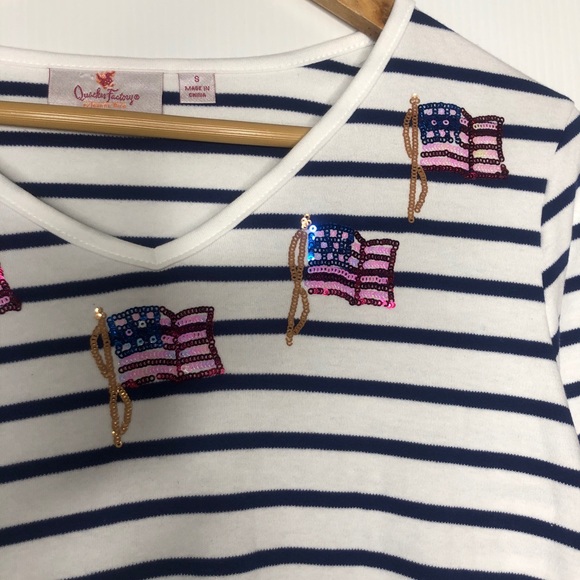 Quacker Factory American Flag Sequins Stripes Small - Picture 3 of 8